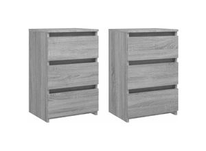 8720286932360 - Bonnevie - 2er-Set NachttischeBeistelltische Grau Sonoma 40x35x625 cm Holzwerkstoff vidaXL