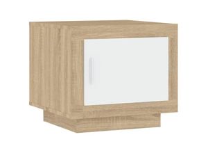 8720286966167 - Bonnevie - Couchtische Kaffeetisch Weiß und Sonoma-Eiche 51x50x45 cm Holzwerkstoff vidaXL