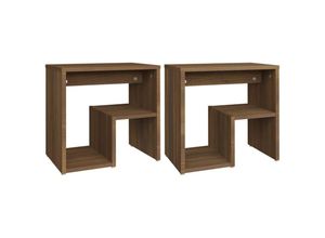 8720286932445 - Bonnevie - 2er-Set NachttischeBeistelltische Braun Eichen-Optik 40x30x40 cm Holzwerkstoff vidaXL