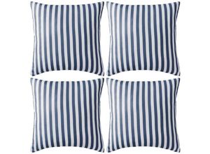 8718475517337 - Bonnevie - Gartenkissen 4 Stk Streifenmuster 45 x 45 cm Marineblau vidaXL29189