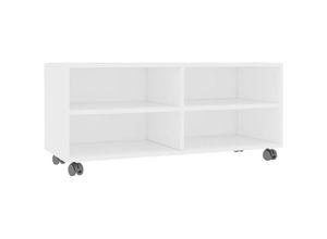 8719883673417 - Bonnevie - TV-SchrankTV-Möbel mit Rollen Weiß 90x35x35 cm Holzwerkstoff vidaXL