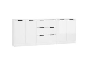 8720287122449 - Bonnevie - 3-tlg Sideboard-SetKommode Hochglanz-Weiß Holzwerkstoff vidaXL