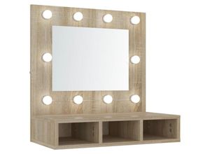 8720286644829 - Bonnevie - Spiegelschrank mit LEDBad Hängeschrank Sonoma-Eiche 60x315x62 cm vidaXL