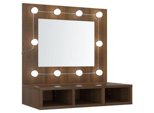 8720287087366 - Bonnevie - Spiegelschrank mit LEDBad Hängeschrank Braun Eiche-Optik 60x315x62 cm vidaXL