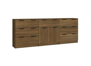 8720287122630 - Bonnevie - 3-tlg SideboardKommode Braun Eiche-Optik Holzwerkstoff vidaXL