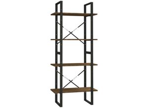 8720287088172 - Bonnevie - BücherregalStandregal 4 Fächer Braun Eiche 60x30x140 cm Holzwerkstoff vidaXL