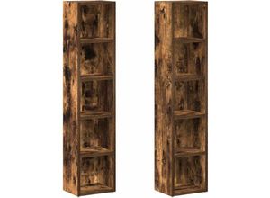 8720286975503 - Bonnevie - CD-Regale 2 Stk Räuchereiche 21x16x935 cm Holzwerkstoff vidaXL18454