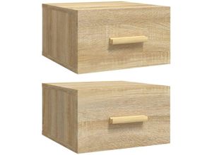 8720287083276 - Bonnevie - 2er-Set Wand-NachttischeBeistelltische Sonoma-Eiche 35x35x20 cm vidaXL