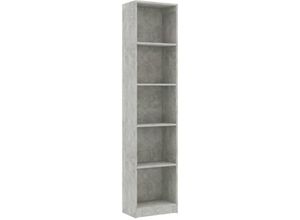 8719883787541 - Bonnevie - BücherregalStandregal 5 Fächer Betongrau 40x24x175 cm Holzwerkstoff vidaXL