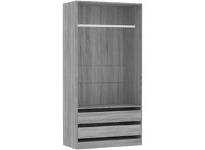 8720286975756 - Bonnevie - KleiderschrankAufbewahrungsschrank Grau Sonoma 100x50x200 cm Holzwerkstoff vidaXL