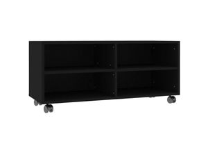 8719883673424 - Bonnevie - TV-SchrankTV-Möbel mit Rollen Schwarz 90x35x35 cm Holzwerkstoff vidaXL