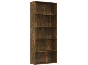 8720286976135 - Bonnevie - BücherregalStandregal 5 Fächer Räuchereiche 80x30x189 cm Holzwerkstoff vidaXL