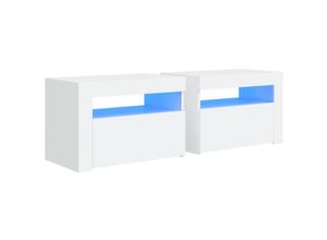 8720286589809 - Bonnevie - 2er-Set NachttischeBeistelltische mit LEDs Weiß 60x35x40 cm vidaXL