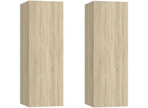 8720286352069 - Bonnevie - TV-Schränke 2 Stk TV-Möbel Sonoma-Eiche 305x30x90 cm Holzwerkstoff vidaXL