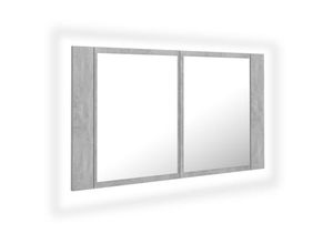 8720286221532 - Bonnevie - LED-Bad-SpiegelschrankBad Hängeschrank Betongrau 80x12x45 cm Acryl vidaXL