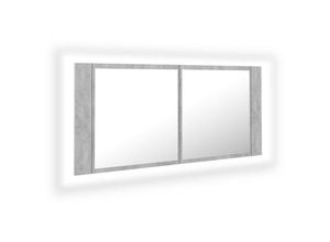 8720286221693 - Bonnevie - LED-Bad-Spiegelschrank Betongrau 100x12x45 cm Acryl vidaXL885568