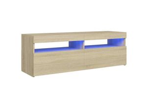 8720286217863 - Bonnevie - TV-SchrankTV-Möbel mit LED-Leuchten Sonoma-Eiche 120x35x40 cm vidaXL