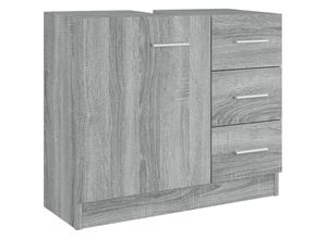 8720286977385 - Bonnevie - WaschbeckenschrankWaschtischunterschrank Grau Sonoma 63x30x54 cm Holzwerkstoff vidaXL