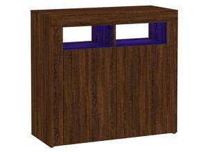 8720286978023 - Bonnevie - SideboardKommode mit LED-Beleuchtung Braun Eichen-Optik 80x35x75 cm vidaXL