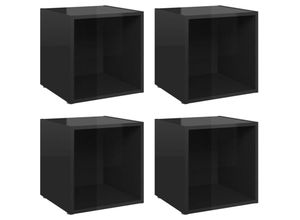 8720286354292 - Bonnevie - TV-Schränke 4 Stk TV-Möbel Hochglanz-Schwarz 37x35x37 cm Holzwerkstoff vidaXL