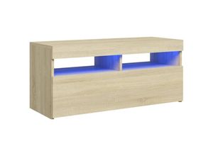 8720286217955 - Bonnevie - TV-SchrankTV-Möbel mit LED-Leuchten Sonoma-Eiche 90x35x40 cm vidaXL