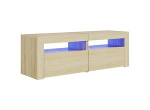 8720286217689 - Bonnevie - TV-SchrankTV-Möbel mit LED-Leuchten Sonoma-Eiche 120x35x40 cm vidaXL