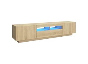 8720286640883 - Bonnevie - TV-SchrankTV-Möbel mit LED-Leuchten Sonoma-Eiche 180x35x40 cm vidaXL