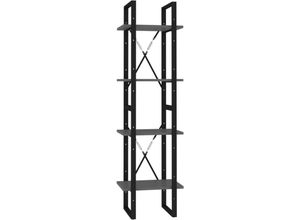 8720286567098 - Bonnevie - BücherregalStandregal 4 Fächer Grau 40x30x140 cm Holzwerkstoff vidaXL