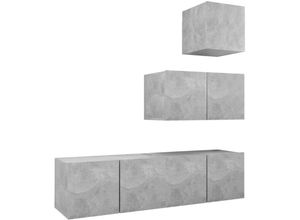 8720286574478 - 4-tlg TV-Schrank-Set，TV-Möbel，TV-Möbel Betongrau Holzwerkstoff vidaXL