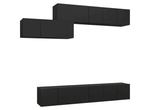 8720286571279 - Bonnevie - 7-tlg TV-Schrank-SetTV-Möbel Schwarz Holzwerkstoff vidaXL