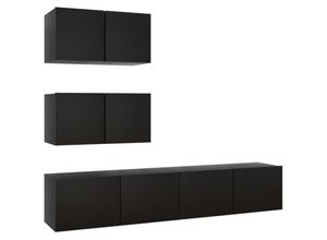 8720286571088 - 4-tlg TV-Schrank-Set，TV-Möbel，TV-Möbel Schwarz Holzwerkstoff vidaXL