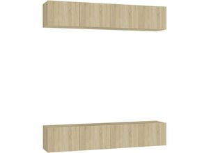 8720286572481 - Bonnevie - TV-Schränke 4 Stk TV-Möbel Sonoma-Eiche 80x30x30 cm Holzwerkstoff vidaXL