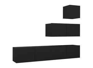 8720286571347 - 4-tlg TV-Schrank-Set，TV-Möbel，TV-Möbel Schwarz Holzwerkstoff vidaXL