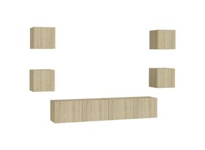 8720286572702 - Bonnevie - 6-tlg TV-Schrank-SetTV-Möbel Sonoma-Eiche Holzwerkstoff vidaXL