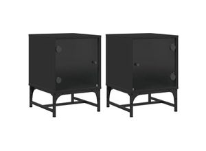 8721012214712 - Bonnevie - Nachttische mit Glastüren 2 Stk Schwarz 35x37x50 cm vidaXL392662 8721012214712 - Bonnevie - Nachttische mit Glastüren 2 Stk Schwarz 35x37x50 cm vidaXL392662