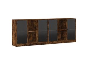 8721012216259 - Vidaxl - Bücherschrank mit Türen Räuchereiche 204x37x75 cm Holzwerkstoff 995179