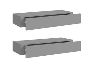 8720286418857 - Bonnevie - Wand-Schubladenregale 2 Stk Grau 60x235x10 cm mdf vidaXL679334