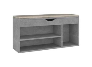 8720286343524 - Bonnevie - SchuhbankSitzbank mit Kissen Betongrau 104x30x49 cm Holzwerkstoff vidaXL