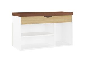 8720286343623 - Bonnevie - SchuhbankSitzbank mit Kissen Weiß Sonoma-Eiche 80x30x47cm Holzwerkstoff vidaXL