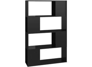 8720286650974 - Bonnevie - Bücherregal RaumteilerStandregal Hochglanz-Schwarz 80x24x1245 cm vidaXL