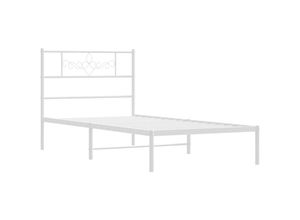 8721012047648 - Bonnevie - BettgestellSchlafzimmerbett mit Kopfteil Metall Weiß 80x200 cm vidaXL