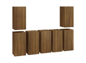 8720287158639 - Bonnevie - TV-Schränke 7 Stk TV-Möbel Braun Eichen-Optik 305x30x60 Holzwerkstoff vidaXL