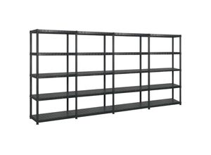 8720286289259 - Bonnevie - LagerregalBücherregal mit 5 Böden Schwarz 340x40x185 cm Kunststoff vidaXL