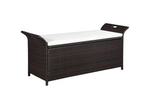 8718475612629 - Vidaxl - Truhenbank mit Polster 138 cm Poly Rattan Braun Braun