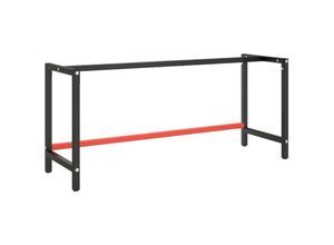 8720286816431 - Vidaxl - Werkbankgestell Mattschwarz und Mattrot 180x57x79 cm Metall Schwarz