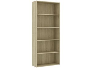 8719883816241 - Bonnevie - BücherregalStandregal 5 Fächer Sonoma-Eiche 80x30x189 cm Holzwerkstoff vidaXL