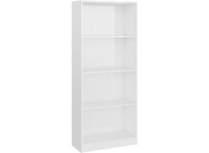 8719883869261 - Bonnevie - BücherregalStandregal 4 Fächer Hochglanz-Weiß 60x24x142 cm Holzwerkstoff vidaXL