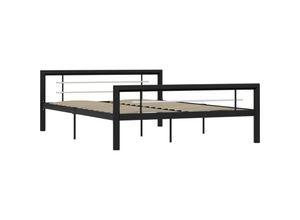 8719883888842 - Bonnevie - BettgestellSchlafzimmerbett Schwarz und Weiß Metall 160×200 cm vidaXL