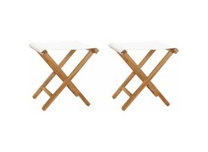 8720286137253 - Klappstühle 2 Stk Teak Massivholz und Stoff Cremeweiß Vidaxl 840250