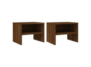 8720286975046 - Bonnevie - 2er-Set NachttischeBeistelltische Braun Eichen-Optik 40x30x30 cm Holzwerkstoff vidaXL